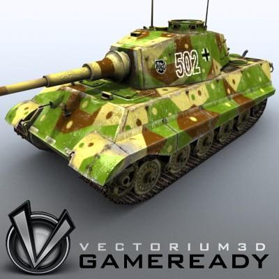 3D Model of Game Ready Low Poly King Tiger model - 3D Render 0